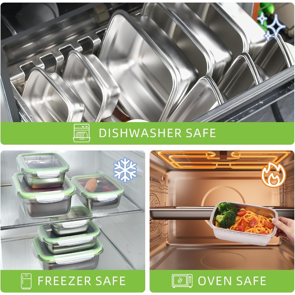 Juego de contenedores de almac - Food Storage Oven Safe reseña y precio